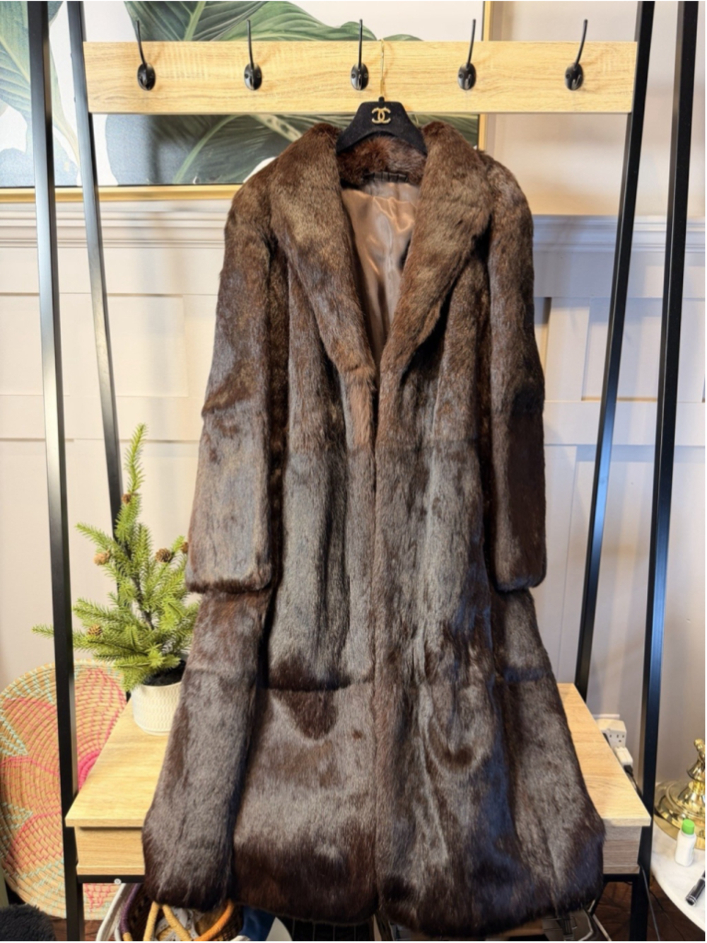 STEPHEN DATTNER AUSTRALIA, WOMEN'S SIZE 24 BROWN GENUINE FUR COAT SOFT 44” Long